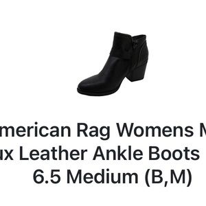 American Rag Womens Milly Faux Leather Ankle Boots Black 6.5 Medium (B,M)